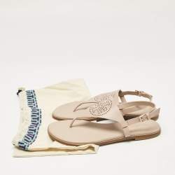 Pre Owned Tory Burch Pink Leather Carpi Thong Sandals Size 38