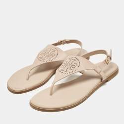 Pre Owned Tory Burch Pink Leather Carpi Thong Sandals Size 38