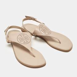 Pre Owned Tory Burch Pink Leather Carpi Thong Sandals Size 38