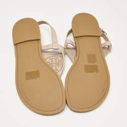 Pre Owned Tory Burch Pink Leather Carpi Thong Sandals Size 38