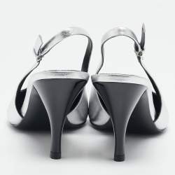 Tory Burch Silver Leather Eleanor Slingback Pumps Size 39