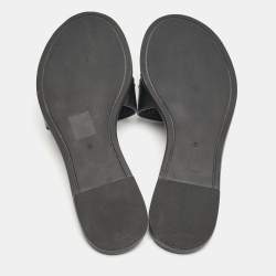 Tory Burch Black Leather Everly Flat Slides Size 38