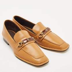 Tory Burch Tan Leather Perrine Penny Loafers Size 38