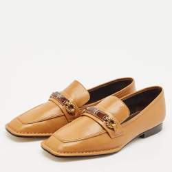 Tory Burch Tan Leather Perrine Penny Loafers Size 38