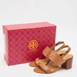 Tory Burch Brown Leather Everly Ankle Strap Sandals Size 38