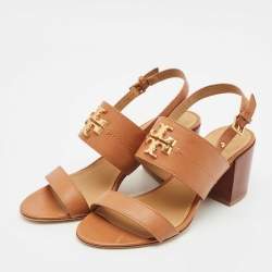 Tory Burch Brown Leather Everly Ankle Strap Sandals Size 38