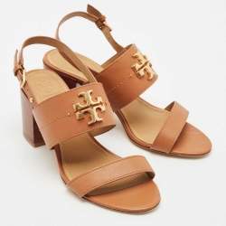 Tory Burch Brown Leather Everly Ankle Strap Sandals Size 38