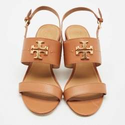 Tory Burch Brown Leather Everly Ankle Strap Sandals Size 38
