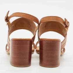 Tory Burch Brown Leather Everly Ankle Strap Sandals Size 38