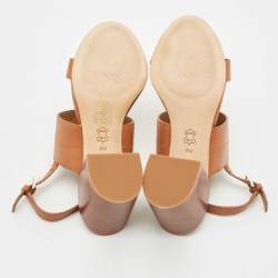 Tory Burch Brown Leather Everly Ankle Strap Sandals Size 38