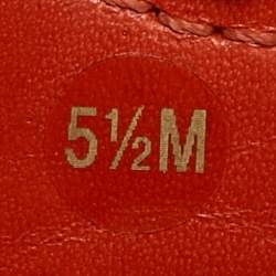 Tory Burch Beige/Orange Canvas and Leather Casey Loafers Size 35.5