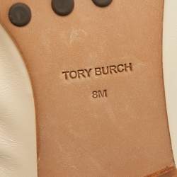 Tory Burch Beige Leather Scrunch Ballet Flats Size 38