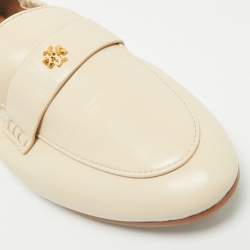 Tory Burch Beige Leather Scrunch Ballet Flats Size 38