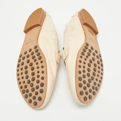 Tory Burch Beige Leather Scrunch Ballet Flats Size 38