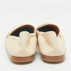 Tory Burch Beige Leather Scrunch Ballet Flats Size 38
