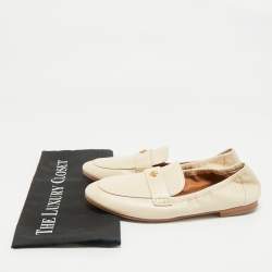 Tory Burch Beige Leather Scrunch Ballet Flats Size 38