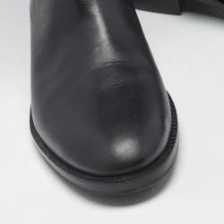 Pre Owned Tory Burch Black Leather Riding Boots Size 39.5