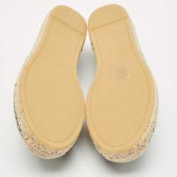 Pre Owned Tory Burch Blue Leather Eleanor Espadrille Flats Size 40