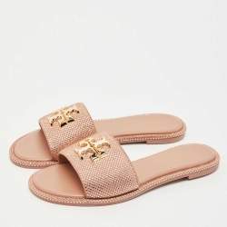 Pre Owned Tory Burch Beige Suede Everly Crystals Flat Slides Size 37