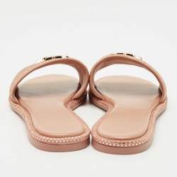 Pre Owned Tory Burch Beige Suede Everly Crystals Flat Slides Size 37