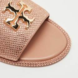 Pre Owned Tory Burch Beige Suede Everly Crystals Flat Slides Size 37