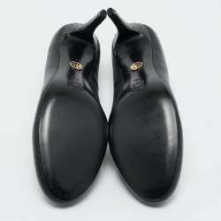 Pre Owned Tory Burch Black Leather and Python Leather Pumps Size 37