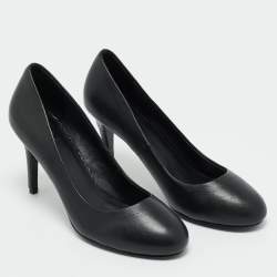 Pre Owned Tory Burch Black Leather and Python Leather Pumps Size 37