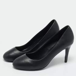 Pre Owned Tory Burch Black Leather and Python Leather Pumps Size 37