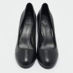 Pre Owned Tory Burch Black Leather and Python Leather Pumps Size 37