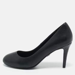 Pre Owned Tory Burch Black Leather and Python Leather Pumps Size 37