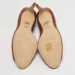 مملوكة مسبقًا حذاء كعب عالي توري برش إلينور قص الليزر الشمواه مقدمة مفتوحة بني مقاس 40 كعب 90 مم