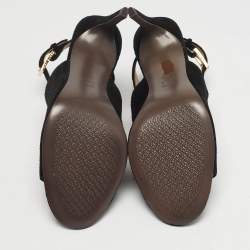 مملوكة مسبقًا Tory Burch Brittania 100 MM Size 40 Black Suede Ankle Strap Sandals
