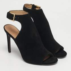 مملوكة مسبقًا Tory Burch Brittania 100 MM Size 40 Black Suede Ankle Strap Sandals