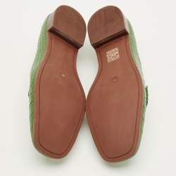 Pre Owned حذاء لوفرز توري برش جورجيا جلد نقش تمساح أخضر مقاس 39