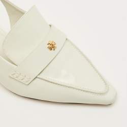 مملوكة مسبقًا Tory Burch Size 41 White Brushed Leather Slingback Pumps