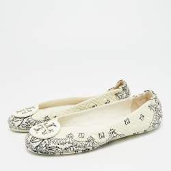 مملوكة مسبقًا Tory Burch Minnie Size 39 Cream/Black Quilted Leather Ballet Flats
