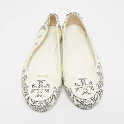 مملوكة مسبقًا Tory Burch Minnie Size 39 Cream/Black Quilted Leather Ballet Flats
