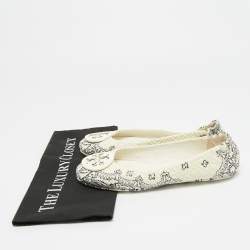 مملوكة مسبقًا Tory Burch Minnie Size 39 Cream/Black Quilted Leather Ballet Flats