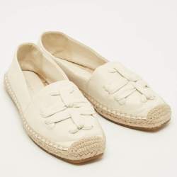 Pre Owned Tory Burch Ines Size 35 Cream Leather Espadrille Flats