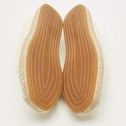 Pre Owned Tory Burch Ines Size 35 Cream Leather Espadrille Flats