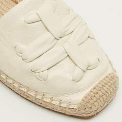 Pre Owned Tory Burch Ines Size 35 Cream Leather Espadrille Flats