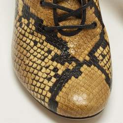 مملوكة مسبقًا Tory Burch Vienna Size 37.5 Gold/Black Snakeskin Embossed Leather Booties