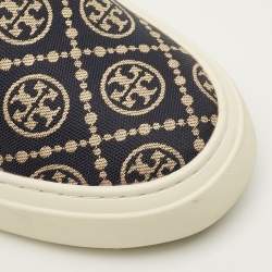 مملوكة مسبقًا Tory Burch Ladybug Size 38.5 Navy Blue/Cream Canvas and Leather Lace Up Sneakers