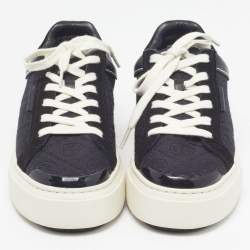 Pre Owned Tory Burch Ladybug Size 39 Black T Monogram Canvas and Suede Low Top Sneakers