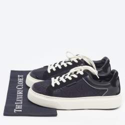 Pre Owned Tory Burch Ladybug Size 39 Black T Monogram Canvas and Suede Low Top Sneakers