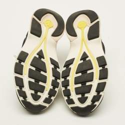 Pre Owned Tory Burch Good Luck Size 37.5 Two Tone Nylon and Suede Low Top Sneakers