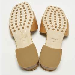 Pre Owned Tory Burch Size 38.5 Tan Leather Slide Sandals