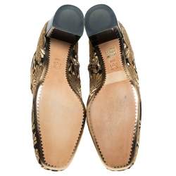 Pre Owned بوت توري برش كارلوتا أسود/ذهبي مطرز مقاس 40