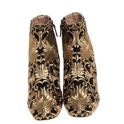 Pre Owned بوت توري برش كارلوتا أسود/ذهبي مطرز مقاس 40