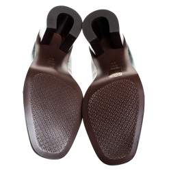 Pre Owned Tory Burch Green Patent Leather Gemini Link Loafer Pumps Size 39